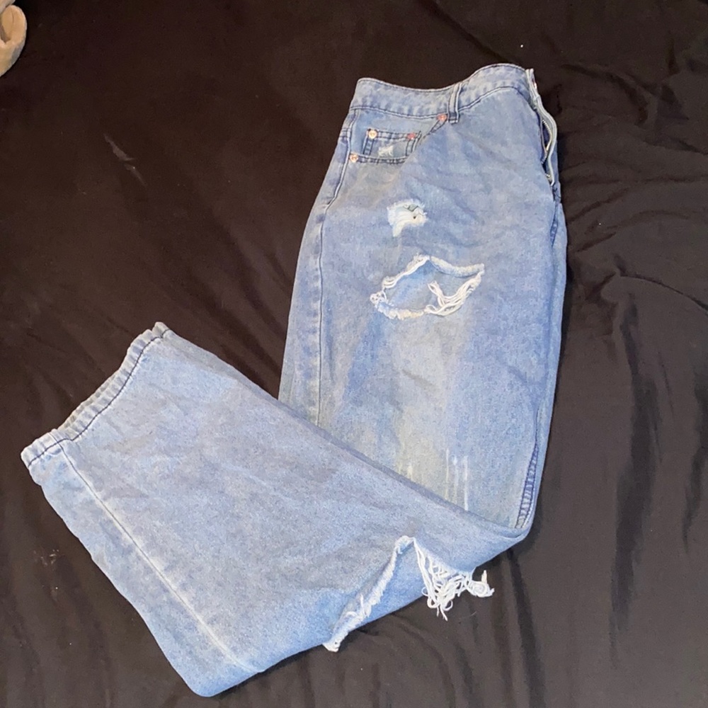 Blue jeans with holes size large
